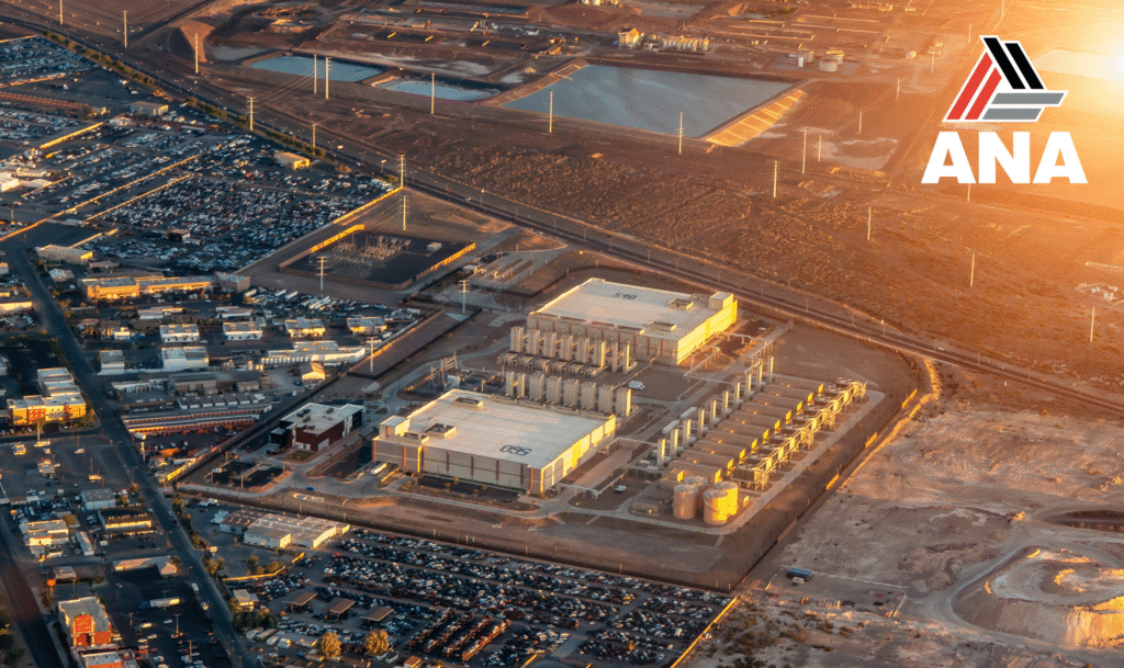 An aerial view of the large-scale Google Data Center in Las Vegas